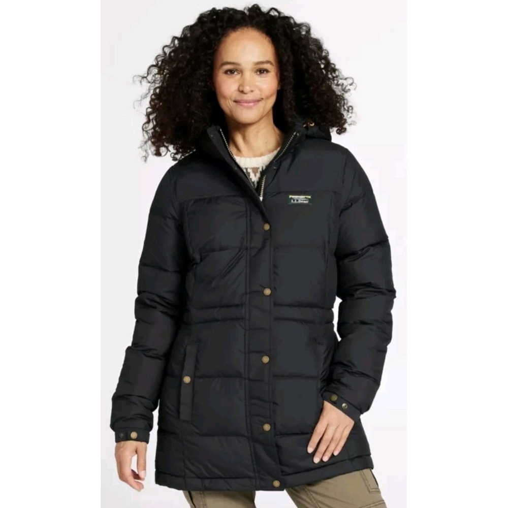 New L.L. Bean Women L Mountain Classic Down Filled Parka Black Insulated Jacket